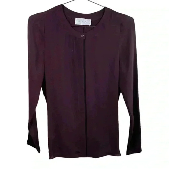 A.L.C. Eggplant Purple Silk Long Sleeve Button Down - Picture 2 of 8